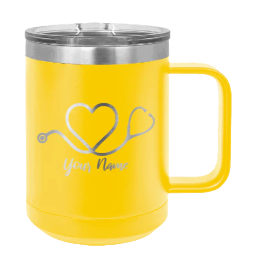 Heart Stethoscope with Name - 15oz Mug Laser Engraved - Image 17