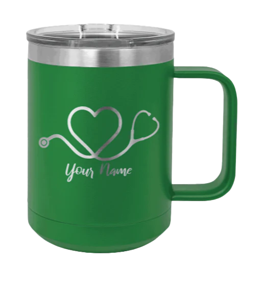 Heart Stethoscope with Name - 15oz Mug Laser Engraved - Image 5