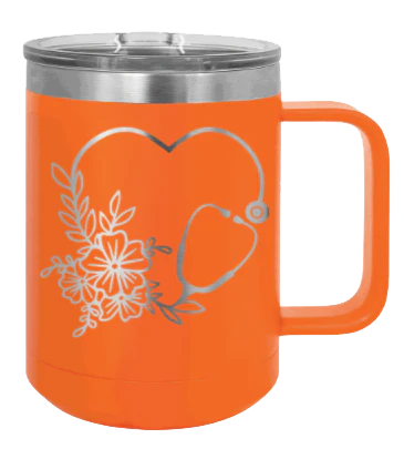 Heart Flowers Stethoscope - 15oz Mug Laser Engraved - Image 11