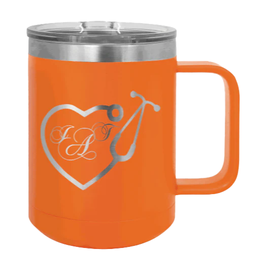 Heart Stethoscope with Monogram - 15oz Mug Laser Engraved - Image 10