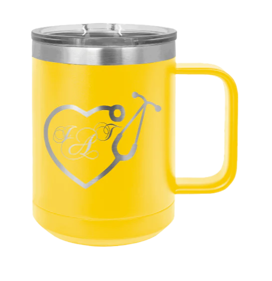 Heart Stethoscope with Monogram - 15oz Mug Laser Engraved - Image 16