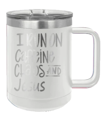 Caffeine Chaos and Jesus - 15oz Mug Laser Engraved - Image 16