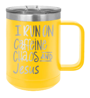 Caffeine Chaos and Jesus - 15oz Mug Laser Engraved - Image 17