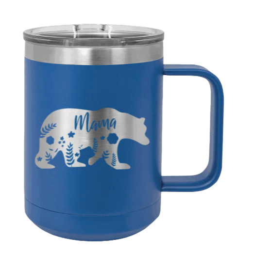 Mama Bear Floral - 15oz Mug Laser Engraved - Image 2