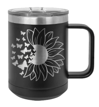 Butterfly Sunflower - 15oz Mug Laser Engraved