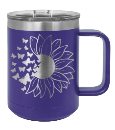 Butterfly Sunflower - 15oz Mug Laser Engraved - Image 13