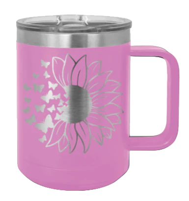 Butterfly Sunflower - 15oz Mug Laser Engraved - Image 7