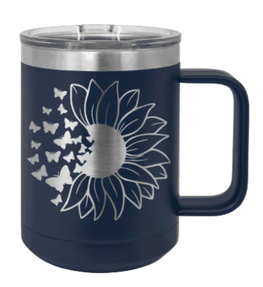 Butterfly Sunflower - 15oz Mug Laser Engraved - Image 9