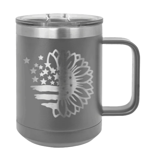 Sunflower Flag - 15oz Mug Laser Engraved - Image 4