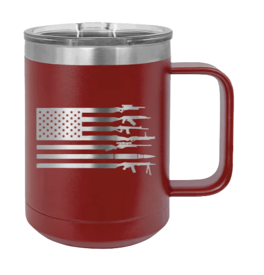 Gun Flag - 15oz Mug Laser Engraved - Image 8