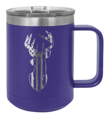 Distressed Flag Deer - 15oz Mug Laser Engraved - Image 13
