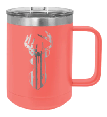 Distressed Flag Deer - 15oz Mug Laser Engraved - Image 3