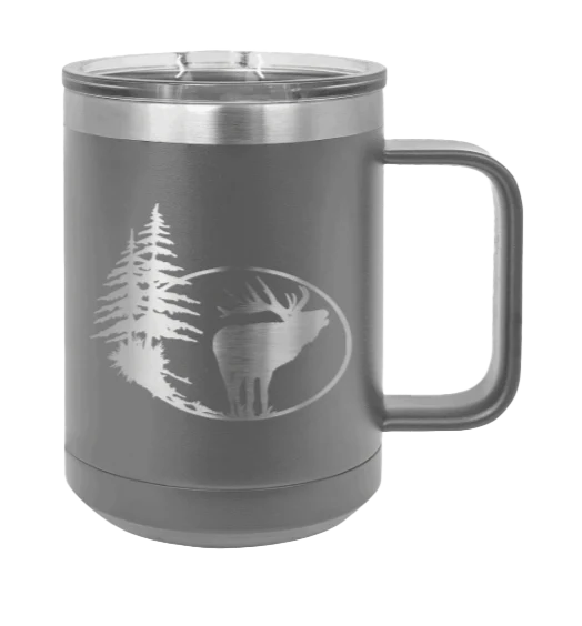 Elk In Trees - 15oz Mug Laser Engraved - Image 4