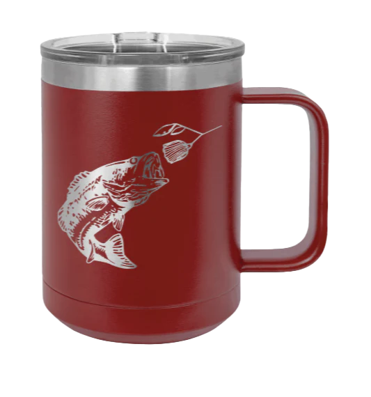 Bass with Spinner Bait - 15oz Mug Laser Engraved - Image 8