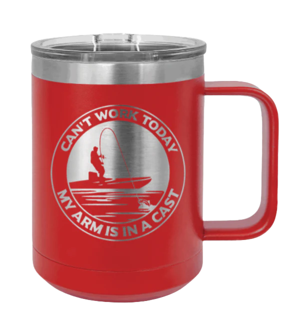 Can't Work, Arms In A Cast - 15oz Mug Laser Engraved - Image 14