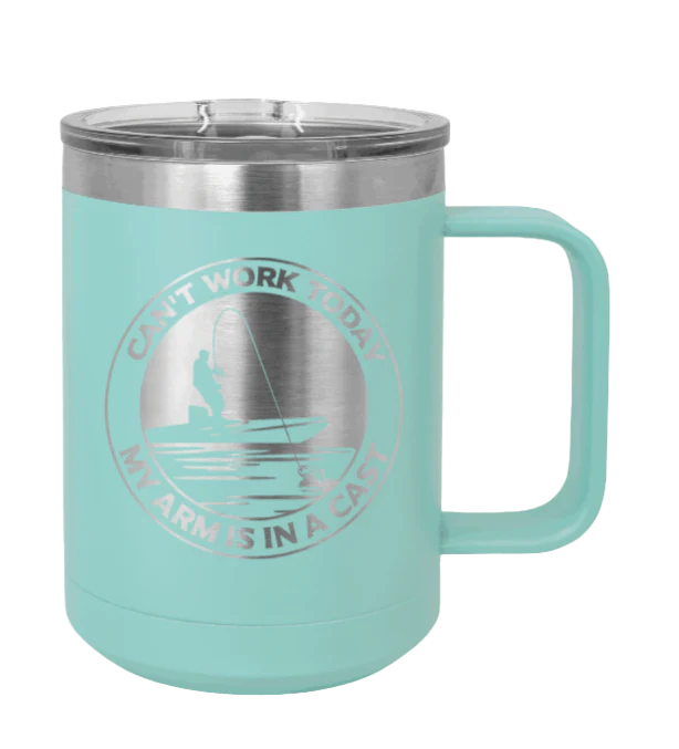 Can't Work, Arms In A Cast - 15oz Mug Laser Engraved - Image 15