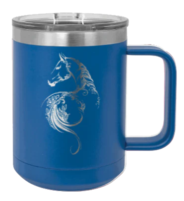 Floral Horse - 15oz Mug Laser Engraved - Image 2