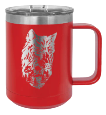 Wolf With Trees - 15oz Mug Laser Engraved - Image 14