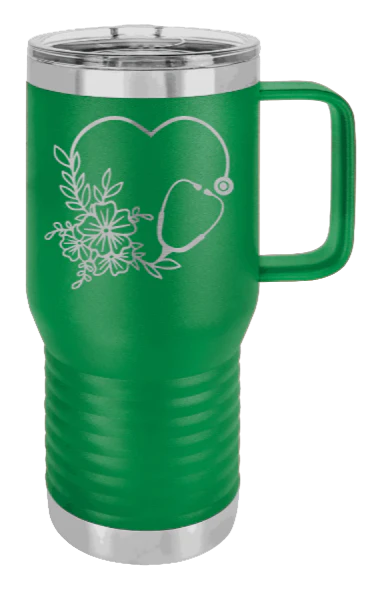 Heart Flowers Stethoscope - 20oz Mug Laser Engraved - Image 5