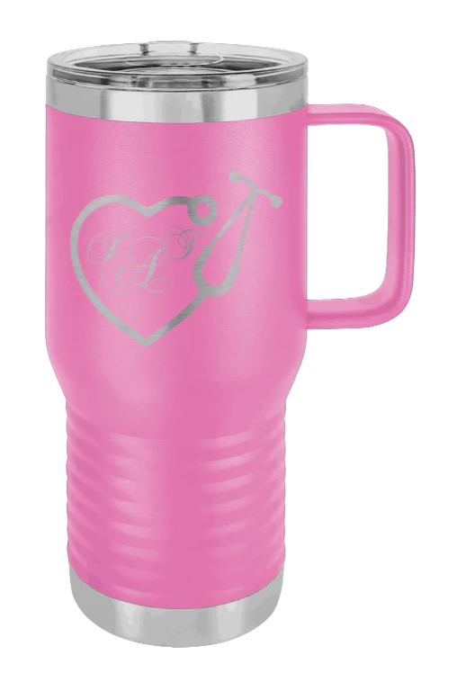 Heart Stethoscope with Monogram - 20oz Mug Laser Engraved - Image 11