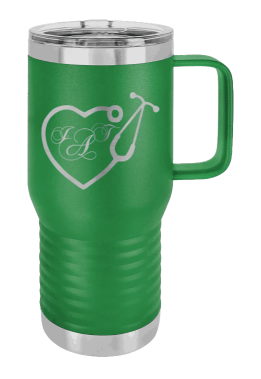 Heart Stethoscope with Monogram - 20oz Mug Laser Engraved - Image 4