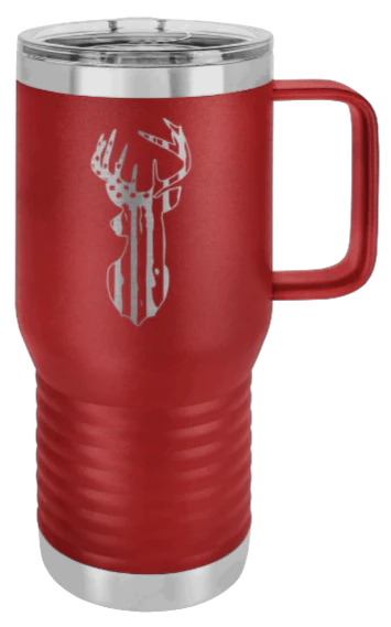 Distressed Flag Deer - 20oz Mug Laser Engraved - Image 8