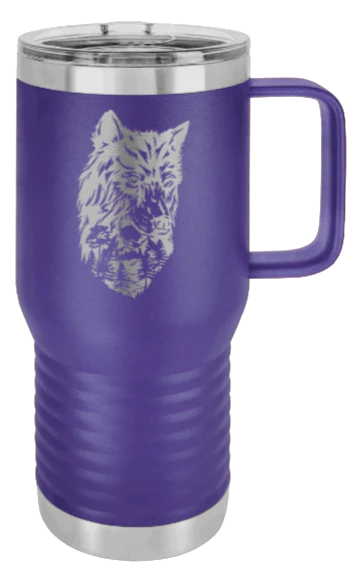Wolf With Trees - 20oz Mug Laser Engraved - Image 13