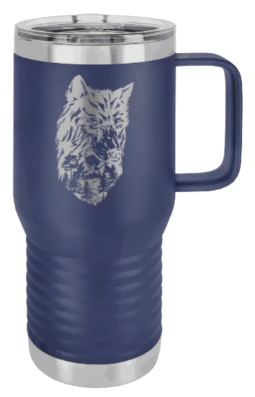Wolf With Trees - 20oz Mug Laser Engraved - Image 9
