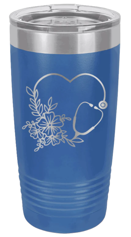 Heart Flowers Stethoscope - 20oz Tumbler - Image 2