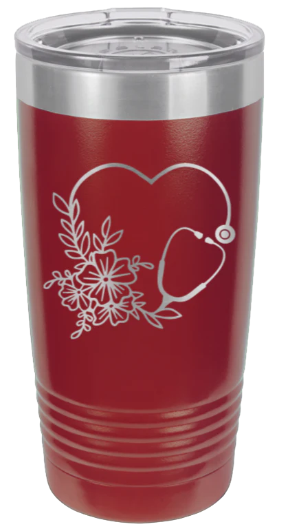 Heart Flowers Stethoscope - 20oz Tumbler - Image 8
