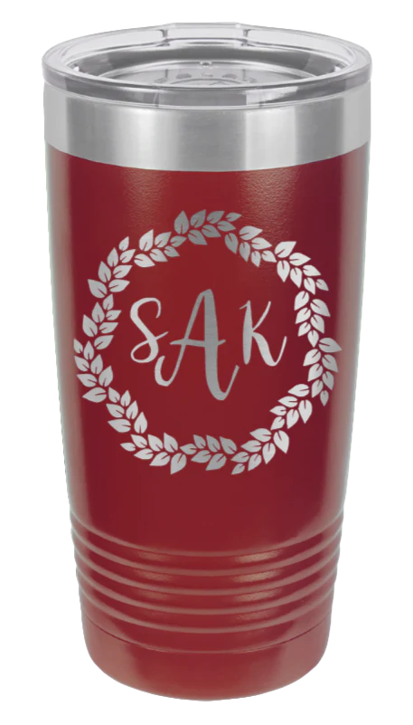 Leaf Monogram Wreath - 20oz Tumbler - Image 8