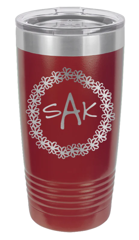 Daisy Monogram Wreath - 20oz Tumbler - Image 8