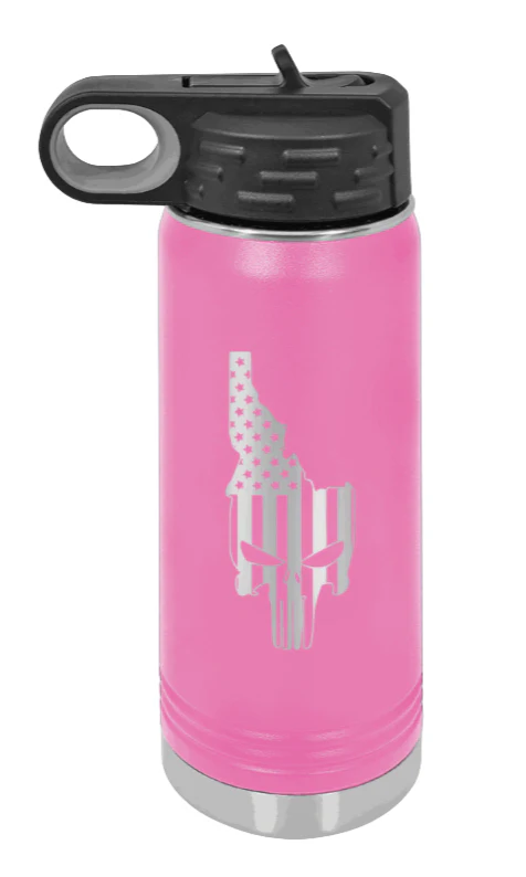 Idaho Punisher Flag - 20oz Water Bottle Laser Engraved - Image 11