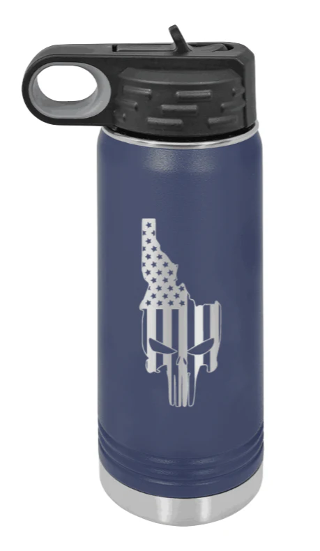 Idaho Punisher Flag - 20oz Water Bottle Laser Engraved - Image 8
