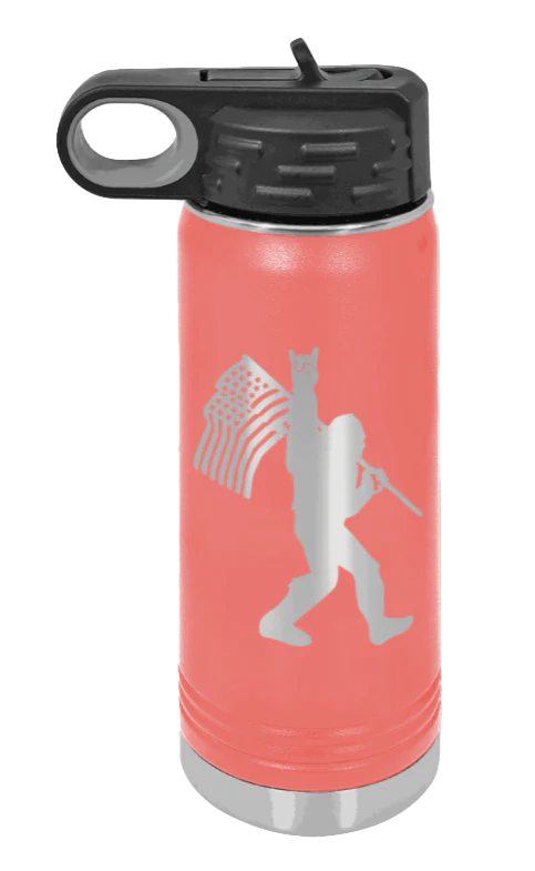 Squatch Flag - 20oz Water Bottle Laser Engraved - Image 3