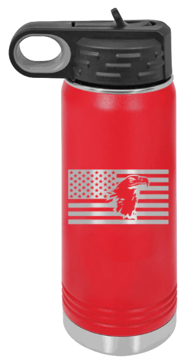 Eagle Flag - 20oz Water Bottle Laser Engraved - Image 14