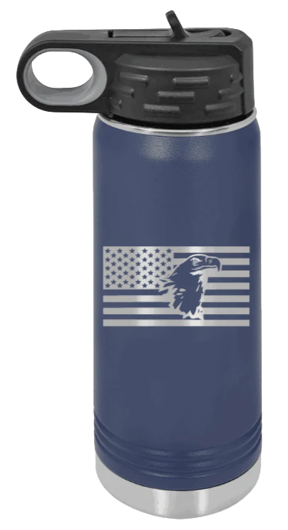 Eagle Flag - 20oz Water Bottle Laser Engraved - Image 9