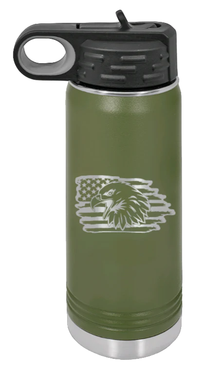 Eagle Flag 2 - 20oz Water Bottle Laser Engraved - Image 10