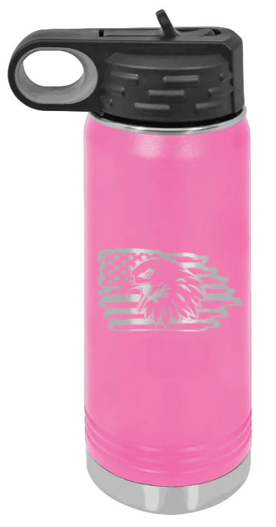 Eagle Flag 2 - 20oz Water Bottle Laser Engraved - Image 12