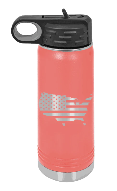USA Flag - 20oz Water Bottle Laser Engraved - Image 2