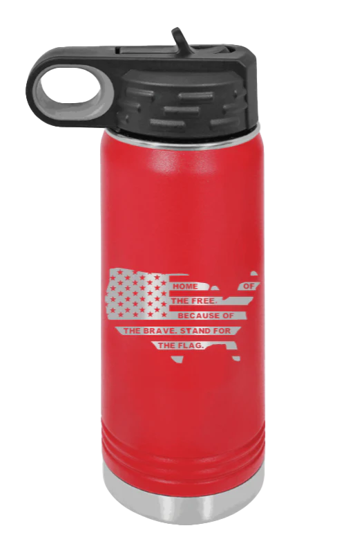 Home Of The Free Flag - 20oz Water Bottle Laser Engraved - Image 12
