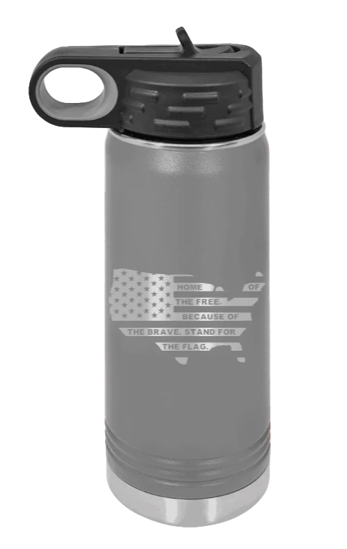 Home Of The Free Flag - 20oz Water Bottle Laser Engraved - Image 3