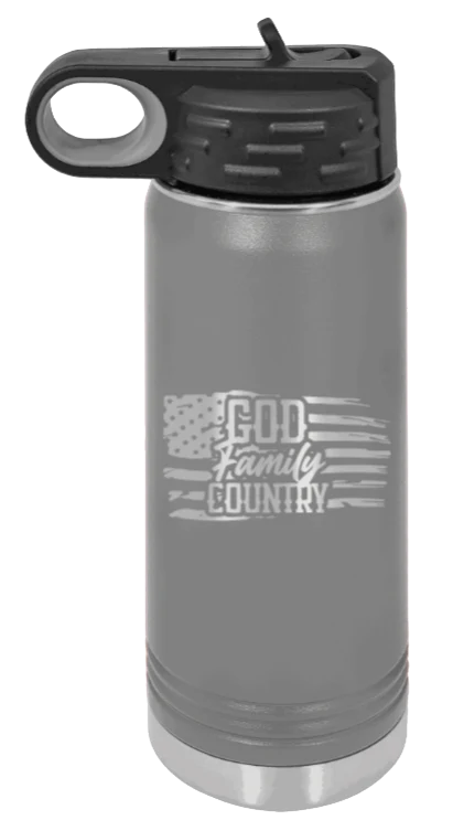 God Family Country - 20oz Water Bottle Laser Engraved - Image 4