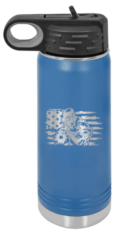 Welder Flag - 20oz Water Bottle Laser Engraved - Image 2
