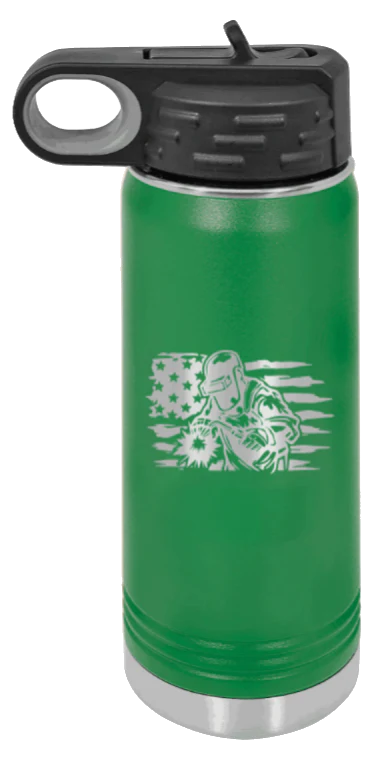 Welder Flag - 20oz Water Bottle Laser Engraved - Image 5