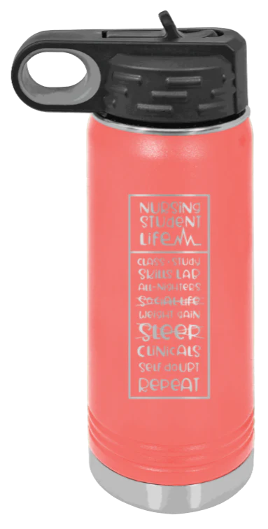 Nursing Student Life - 20oz Water Bottle Laser Engraved - Image 3