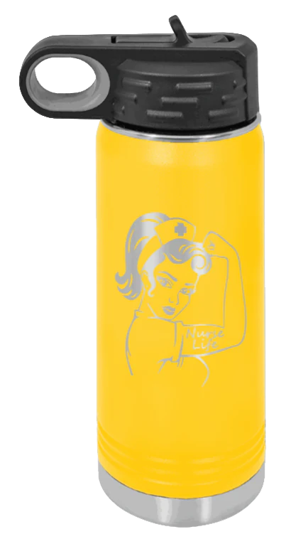 Nurse Life Girl - 20oz Water Bottle Laser Engraved - Image 17