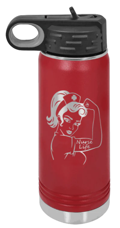 Nurse Life Girl - 20oz Water Bottle Laser Engraved - Image 8