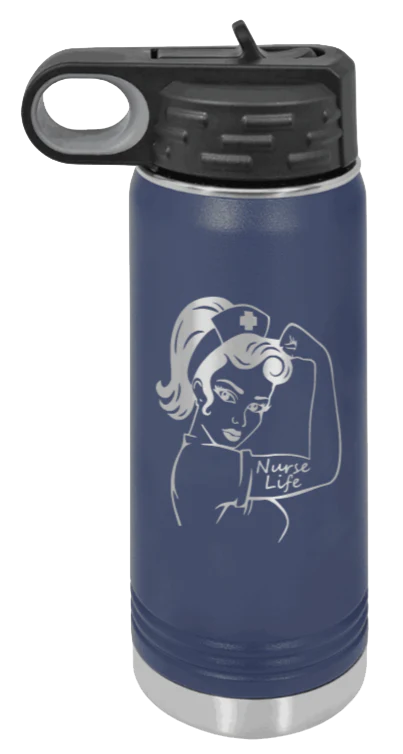 Nurse Life Girl - 20oz Water Bottle Laser Engraved - Image 9