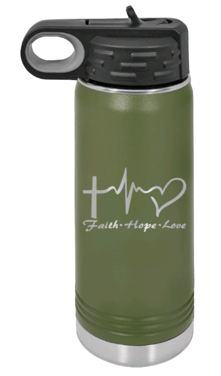 Faith Hope Love - 20oz Water Bottle Laser Engraved - Image 10